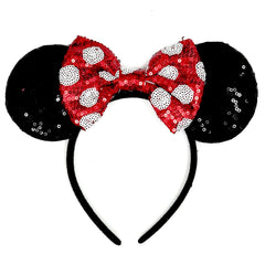 ASHONE front view red bow headband shows playful party-ready look