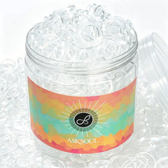 Asksoul front can showing 1000 clear hair ties, convenient storage benefit