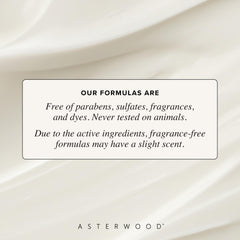 Asterwood ingredient label close-up showing key actives for barrier-support benefit