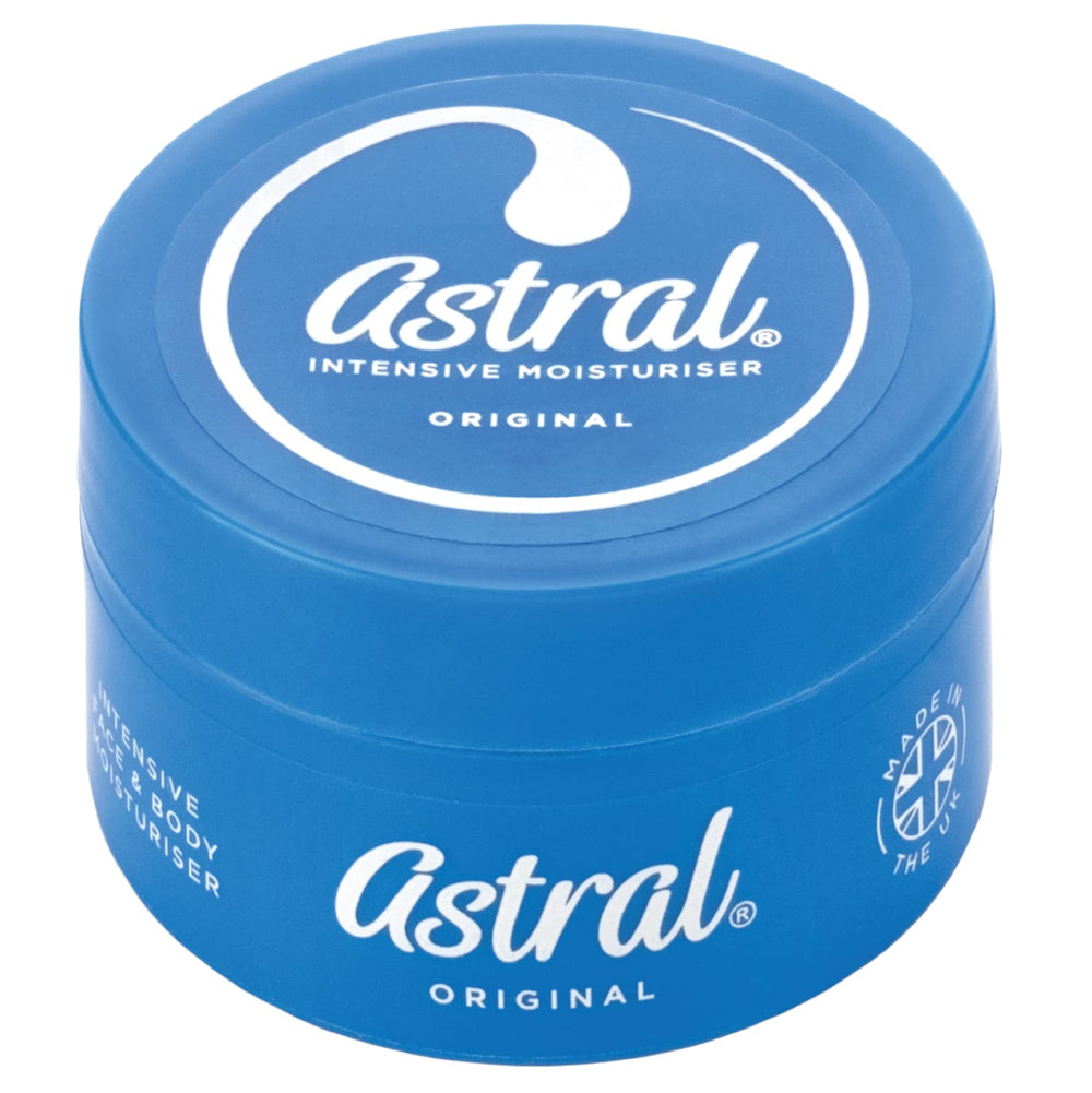 ASTRAL jar front view showing 50ml packaging and clear label benefits