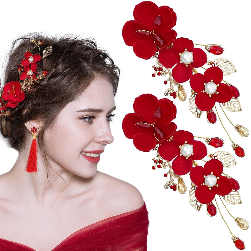 aswewamt front view red rose clips showing elegant presentation and bridal-ready style