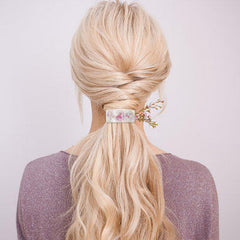 Aswewamt clip used in half-up hairstyle adding classic tortoise pattern polish