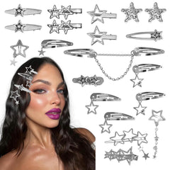 ATCCPYDM front packaging of 20 silver star clips for easy styling
