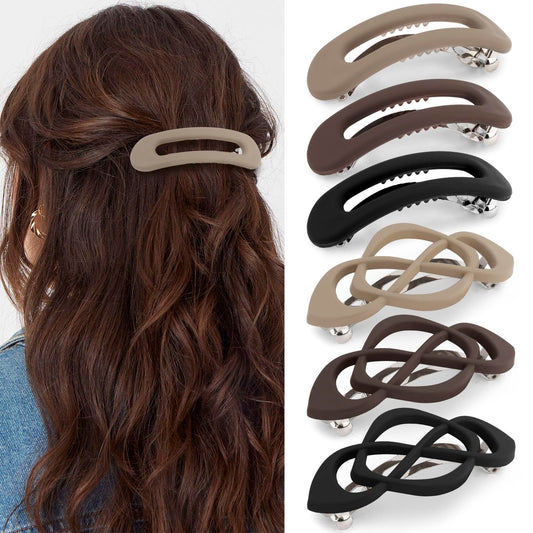 Atoden front packaging showing six matte barrettes, easy styling benefit