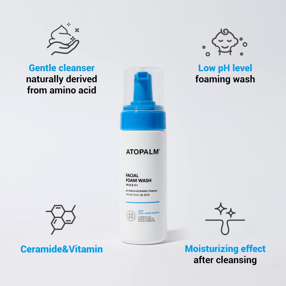ATOPALM foam texture close-up, airy lather that rinses clean benefit