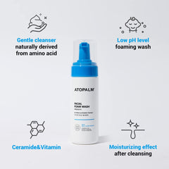 ATOPALM foam texture close-up, airy lather that rinses clean benefit