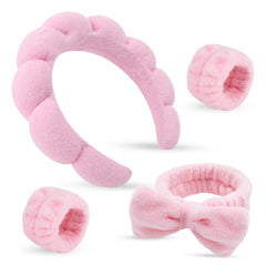 ATROCH pink headband and wristbands front view showing set benefit of neat routines
