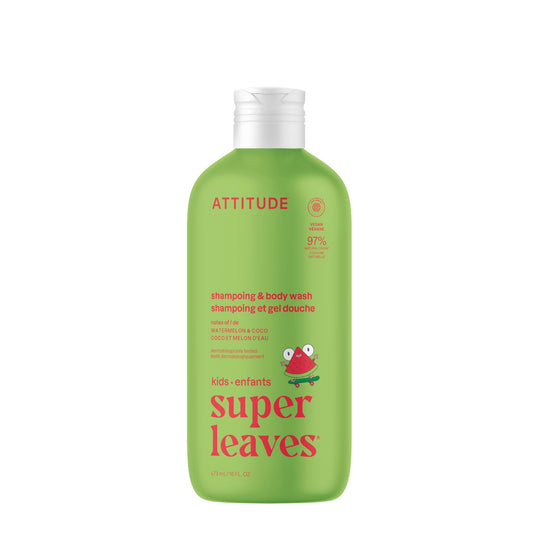 ATTITUDE bottle front packaging showing watermelon and coco scent and clear benefit