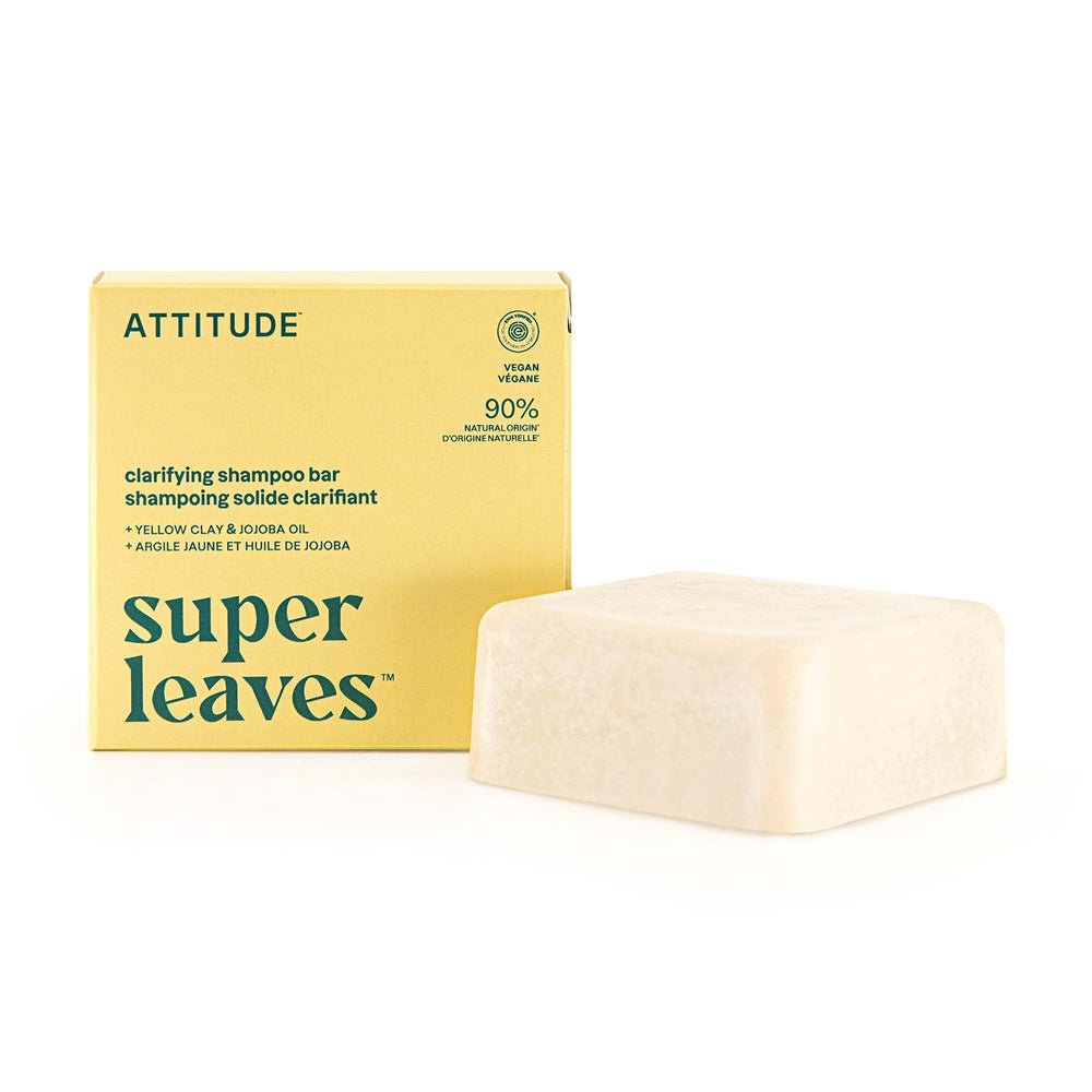 ATTITUDE shampoo bar front packaging showing product and scent benefits