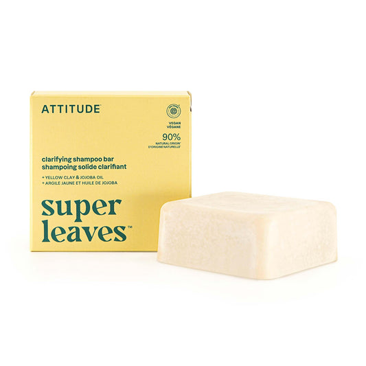 ATTITUDE shampoo bar front packaging showing product and scent benefits