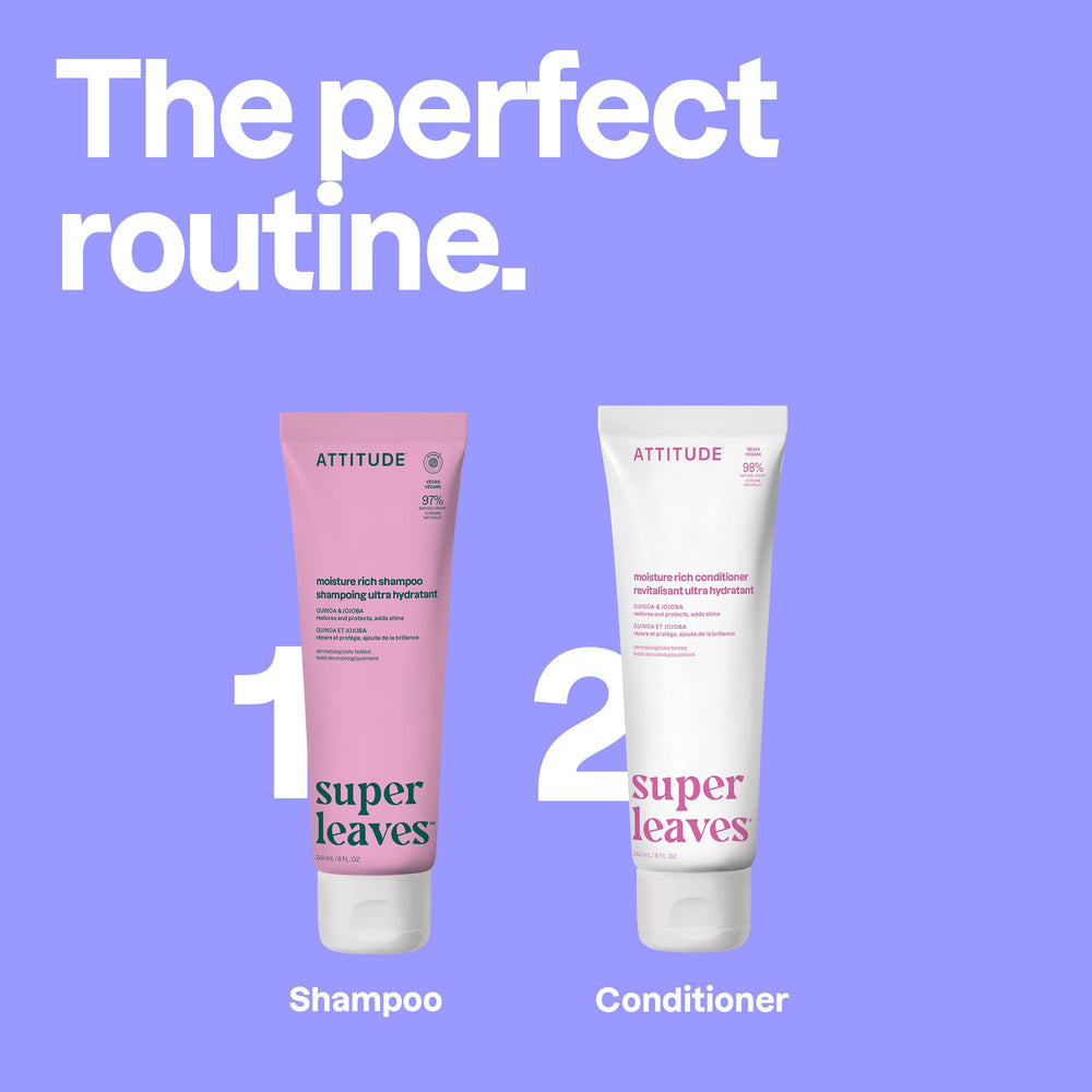 ATTITUDE displayed with quinoa and jojoba highlighting nourishing ingredient benefit