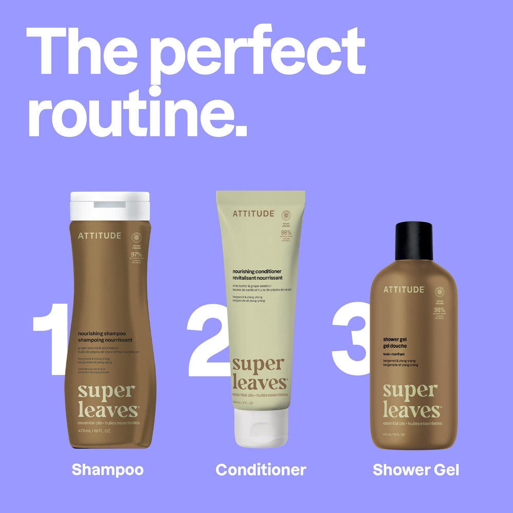 ATTITUDE shampoo next to a 16 fl oz scale ruler showing true size and value benefit