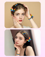Attyxfica clips and ties styled at a pride parade scene adding vibrant celebration flair