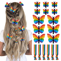 Attyxfica front packaging showing rainbow butterfly clips and hair ties for pride accessories