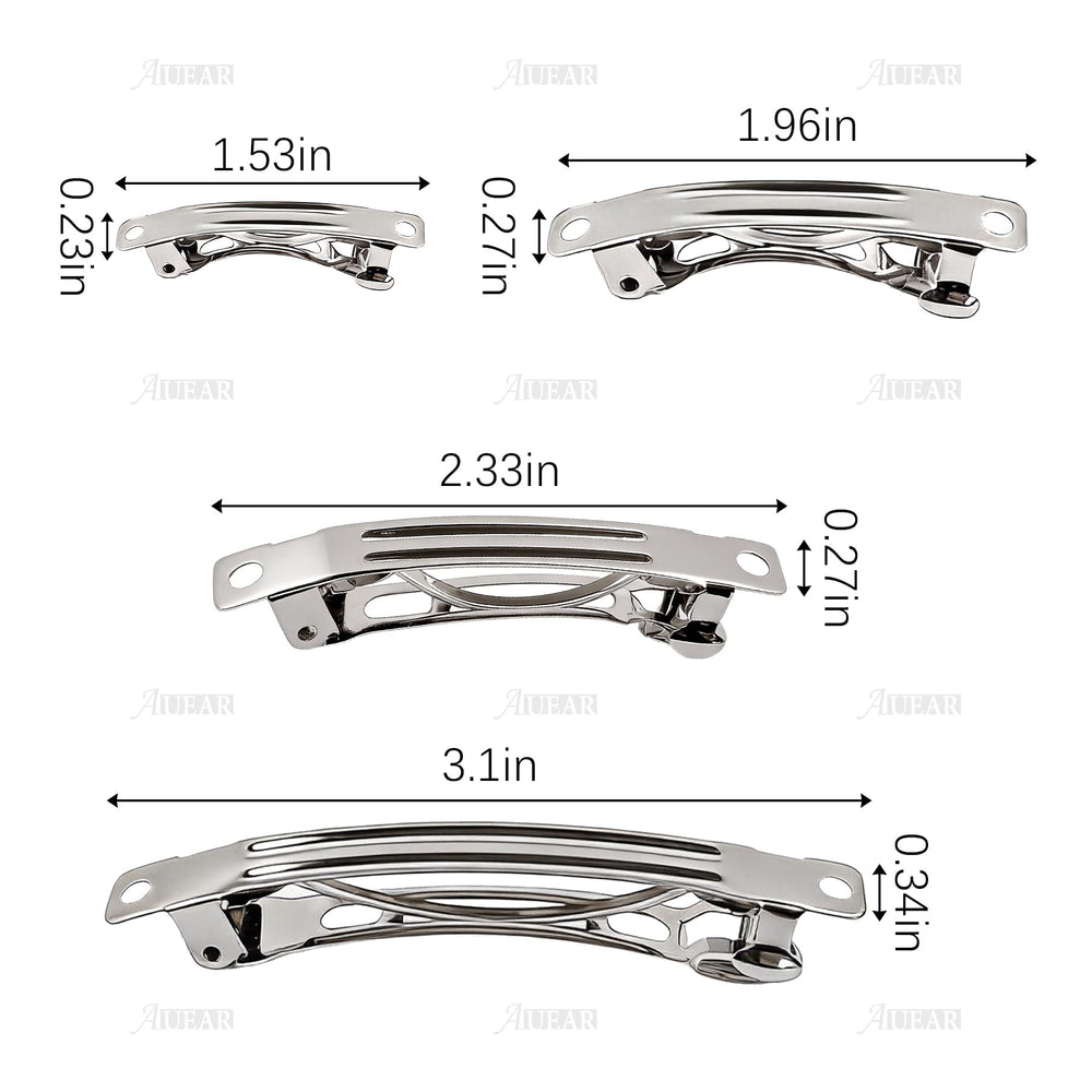 AUEAR arranged clips by length comparing the four included sizes, helpful for choosing