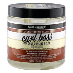Aunt Jackie's jar front packaging showing label and 18 oz size for defined shiny curls