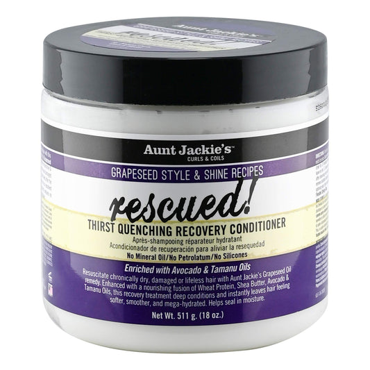 Aunt Jackie's front jar showing label and product identity, moisturizing benefits