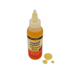 Hand applying Aunt Jackie's oil to hair ends demonstrating smooth glide and added shine