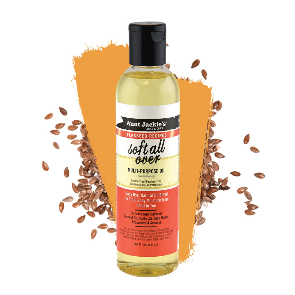 Aunt Jackie's oil pouring close-up showing lightweight texture and fast absorption benefit