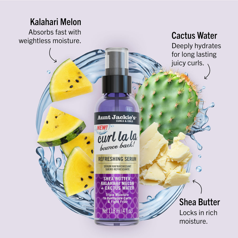 Aunt Jackie's serum texture on hand, lightweight slip for soft curls benefit