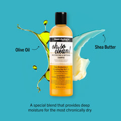 Aunt Jackie's shampoo foam texture in palm illustrating rich lather and gentle cleanse
