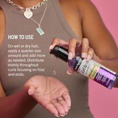 Aunt Jackie's 4 fl oz bottle next to hand, travel-friendly size benefit