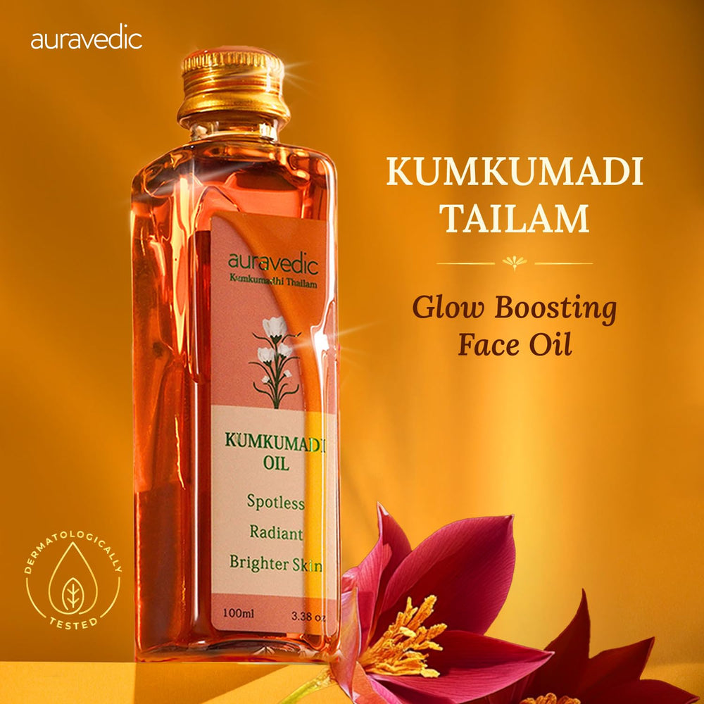 Auravedic amber glass bottle label closeup highlighting ingredients and authenticity benefit