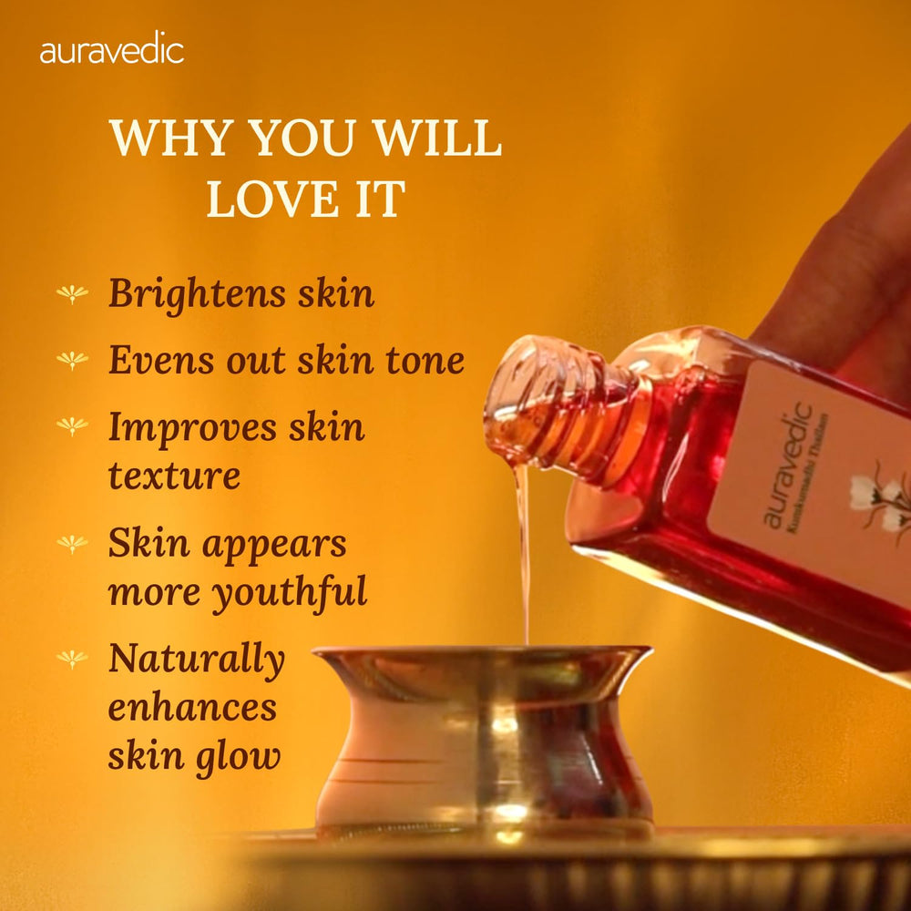 Auravedic oil texture drop on skin demonstrating lightweight absorption benefit