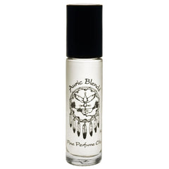 Auric Blends Lover's Moon front bottle showing roll-on applicator and glass packaging benefit: easy application