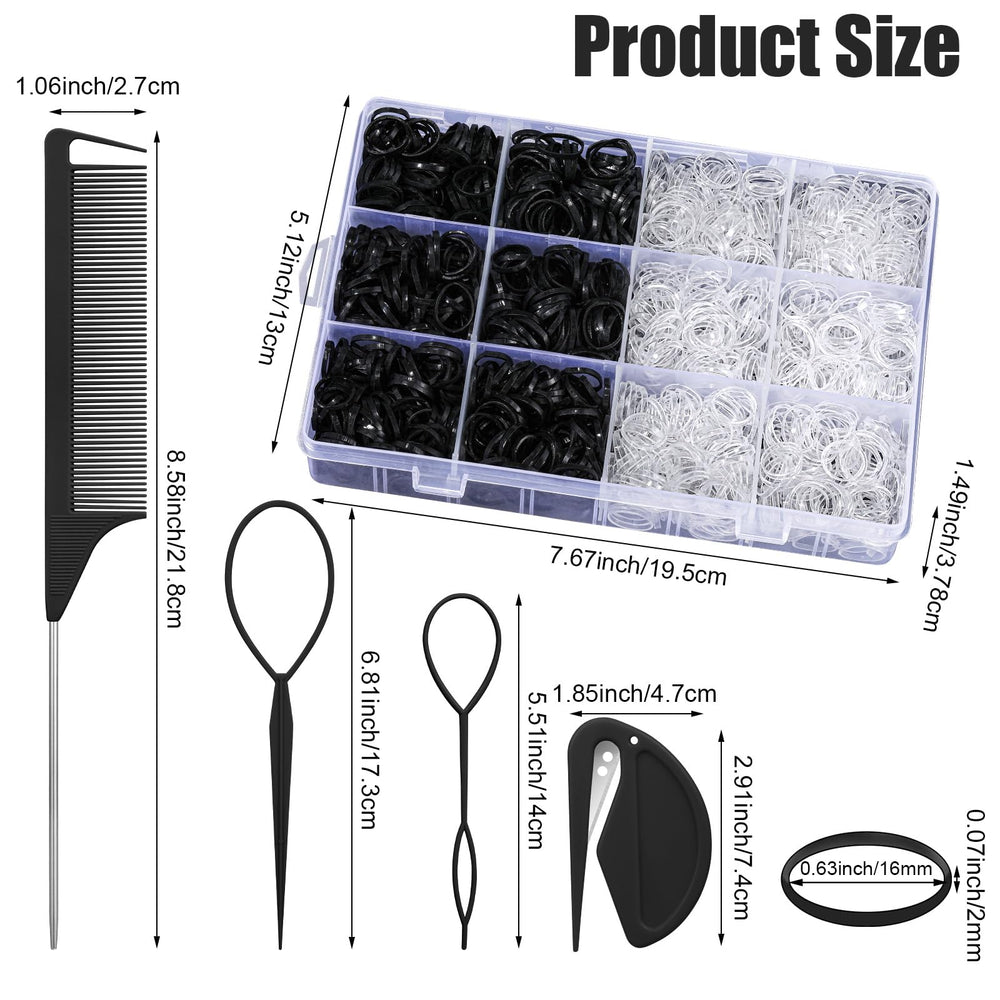 auroray close-up of clear and black elastics showing texture and durability
