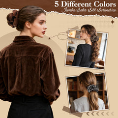 auroray five scrunchies arranged showing color and pattern mix for styling options