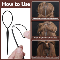 auroray styling tools displayed for quick braiding and elastic removal