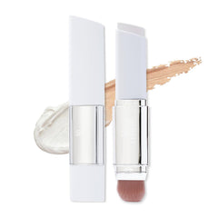 Aurovida front packaging showing dual-ended foundation stick, convenient travel-ready