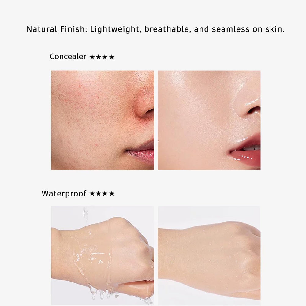 Aurovida mature woman applying compact outdoors showing natural, dewy result