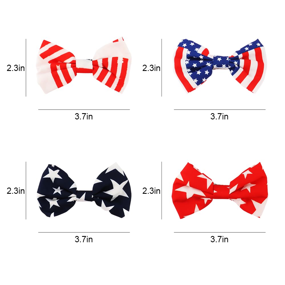 Aushamtai close-up of American flag print bow highlighting clear stars and stripes