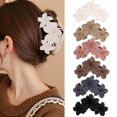 Aushamtai front view of plumeria clips showing floral design and full set benefit