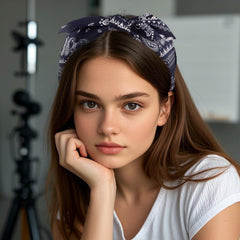 aushamtai hand holding headband to show size benefit: easy to carry