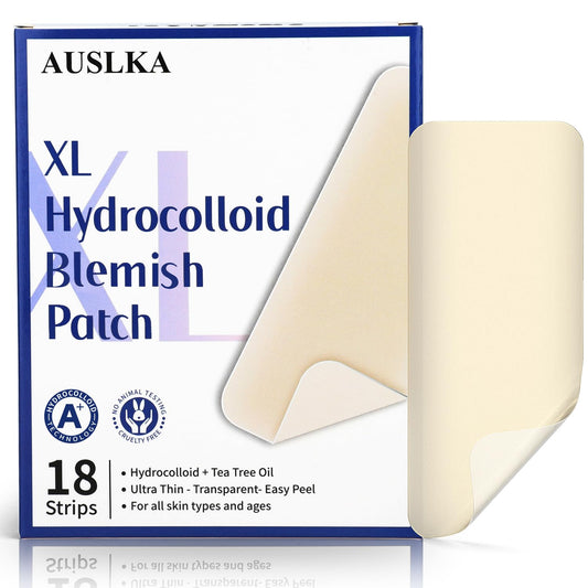 AUSLKA front packaging showing 18 XL patches and product benefits