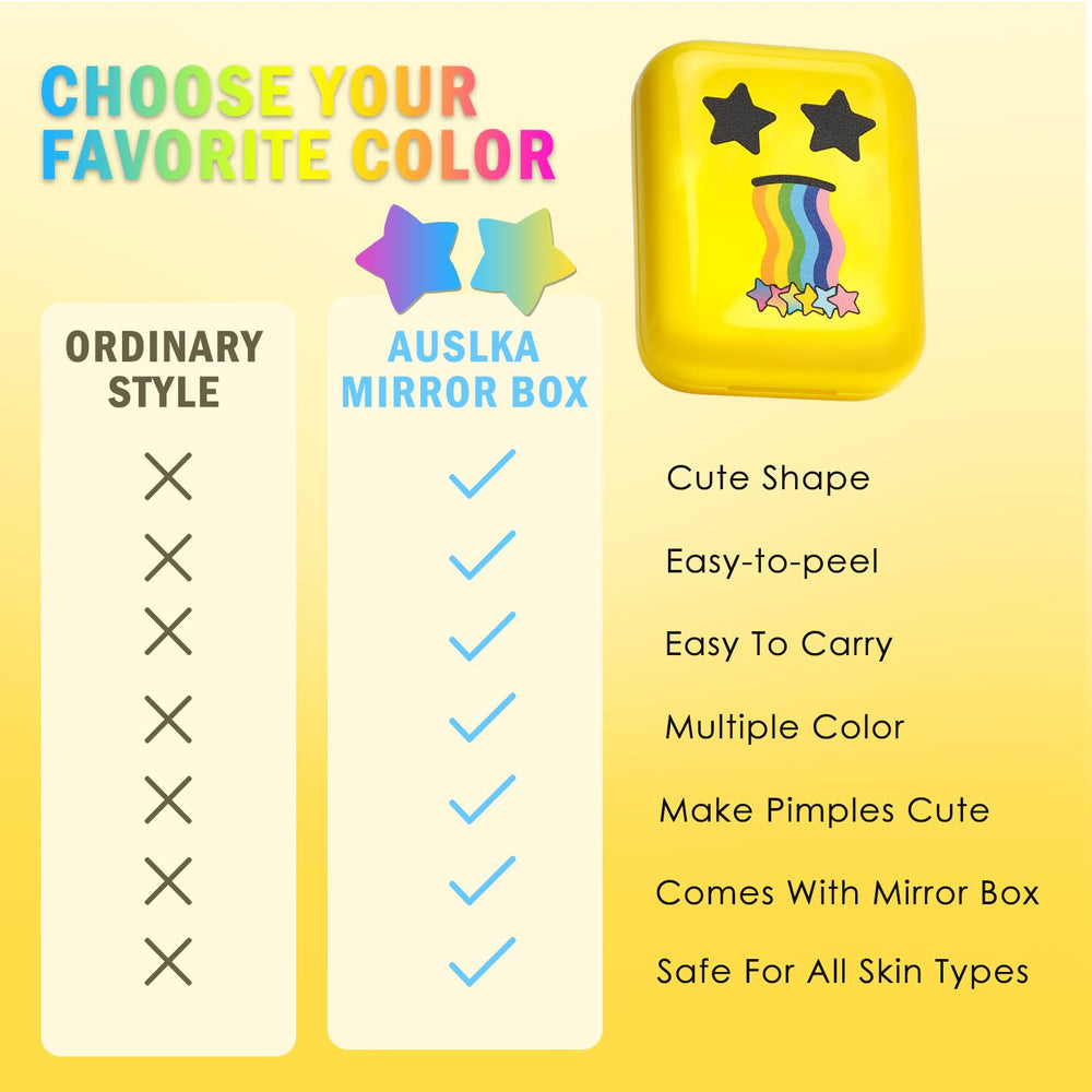 AUSLKA mirror box open with stickers for quick touch-ups and portable convenience