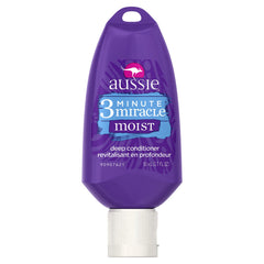 Aussie 3 Minute Miracle Moist front packaging showing product and travel size benefit