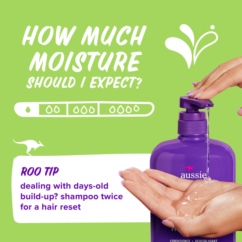 Aussie shampoo in shower scene demonstrating application and rinse friendliness