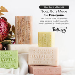 Australian Botanical Soap bar under water with droplets showing easy rinse-off benefit