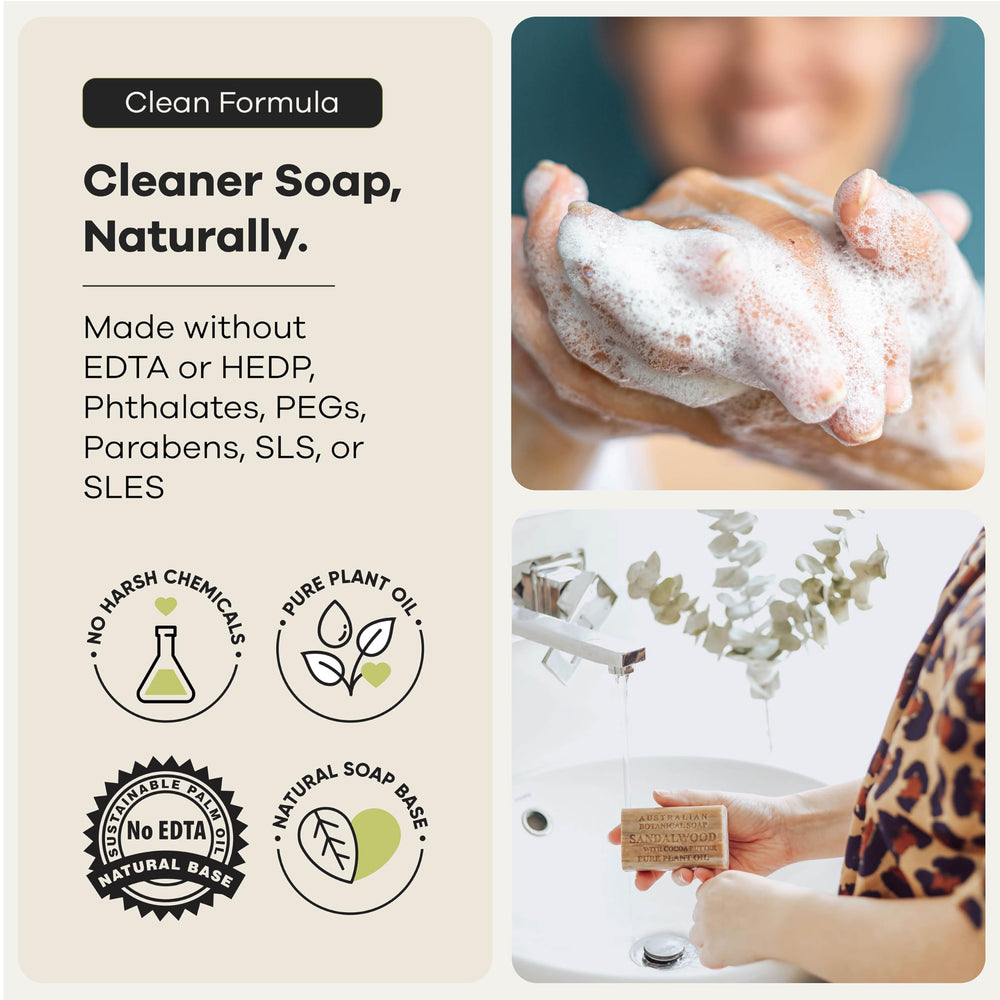 Australian Botanical Soap size comparison beside a common household item for scale and value