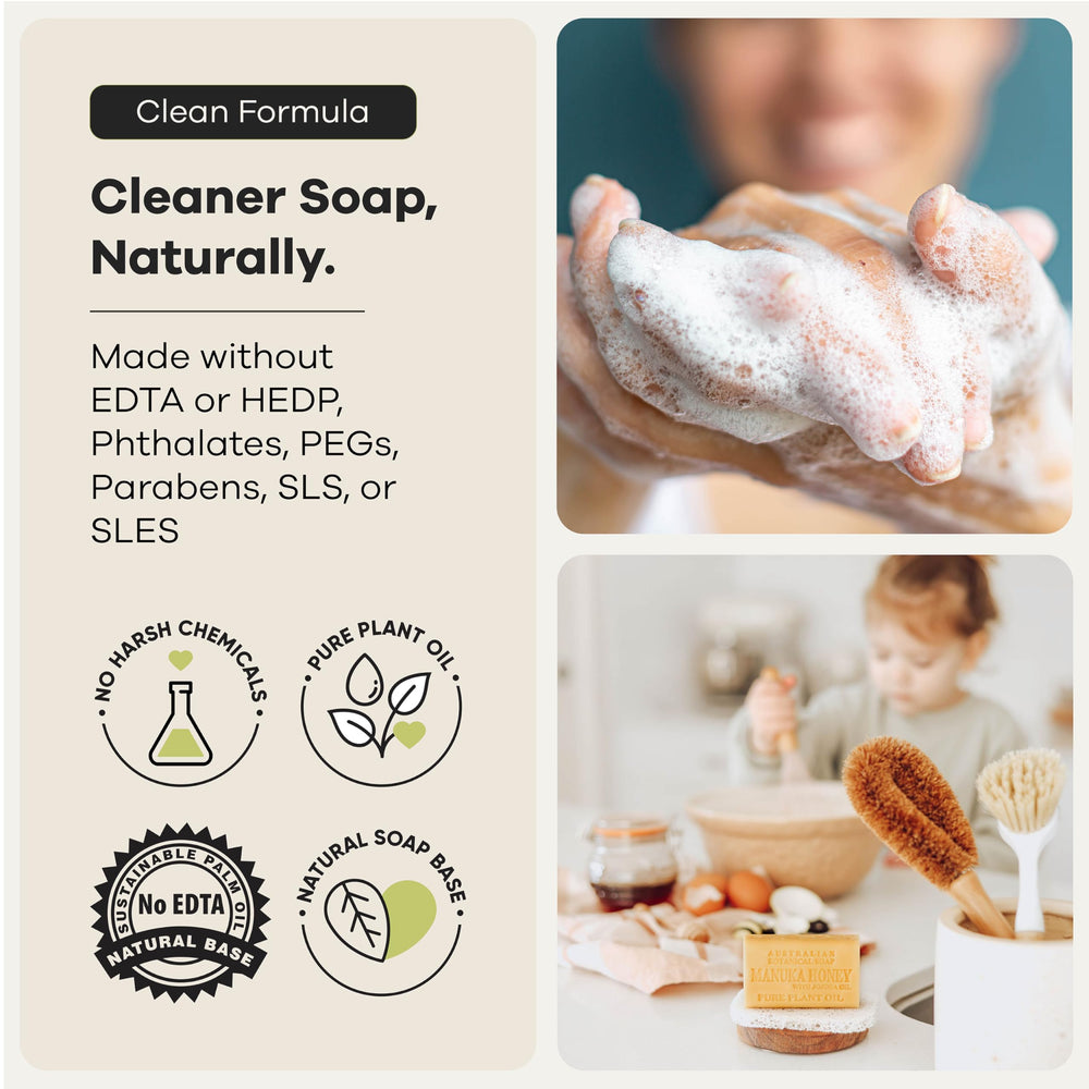 Australian Botanical Soap in a shower setting demonstrating gentle cleansing and pleasant scent