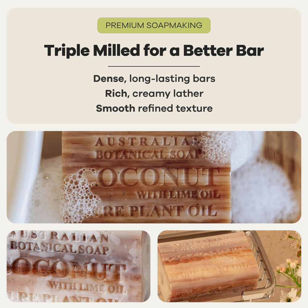Australian Botanical Soap crushed coconut shells close-up showing gentle exfoliation benefit