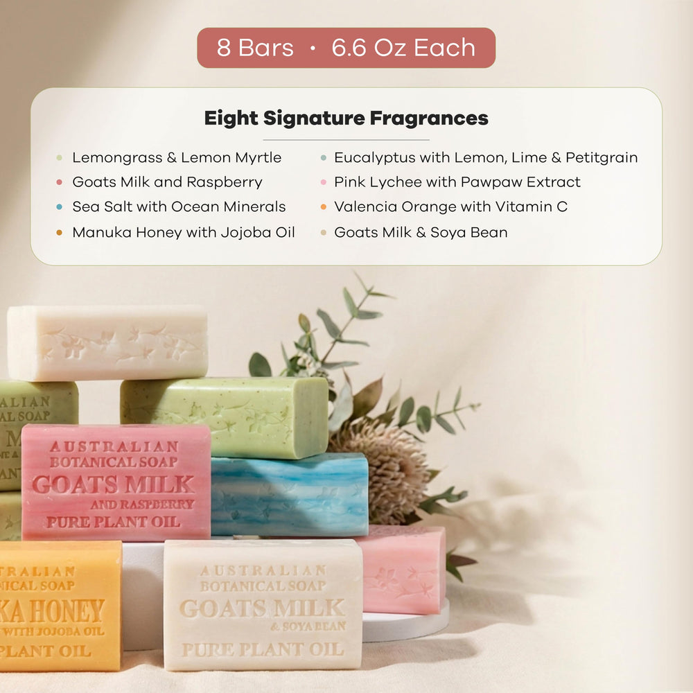 australian botanical soap ingredient label listing shea butter and botanical oils