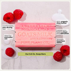Australian Botanical Soap ingredient label listing goat milk and shea butter benefits