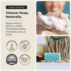 Australian Botanical Soap sea salt and ocean minerals displayed to highlight natural minerals