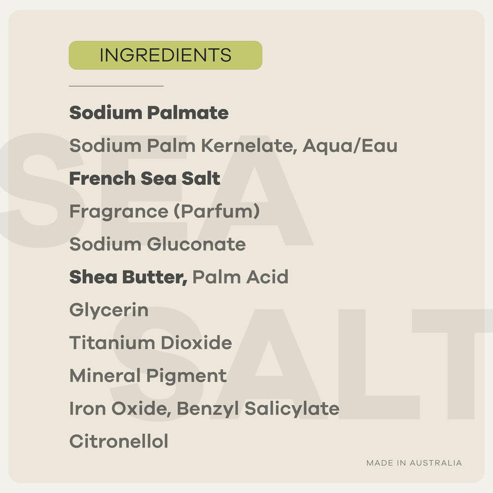 Australian Botanical Soap label and ingredients panel showing formula transparency and origin