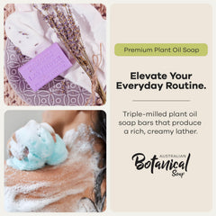 Australian Botanical Soap lavender side profile highlighting smooth triple-milled texture